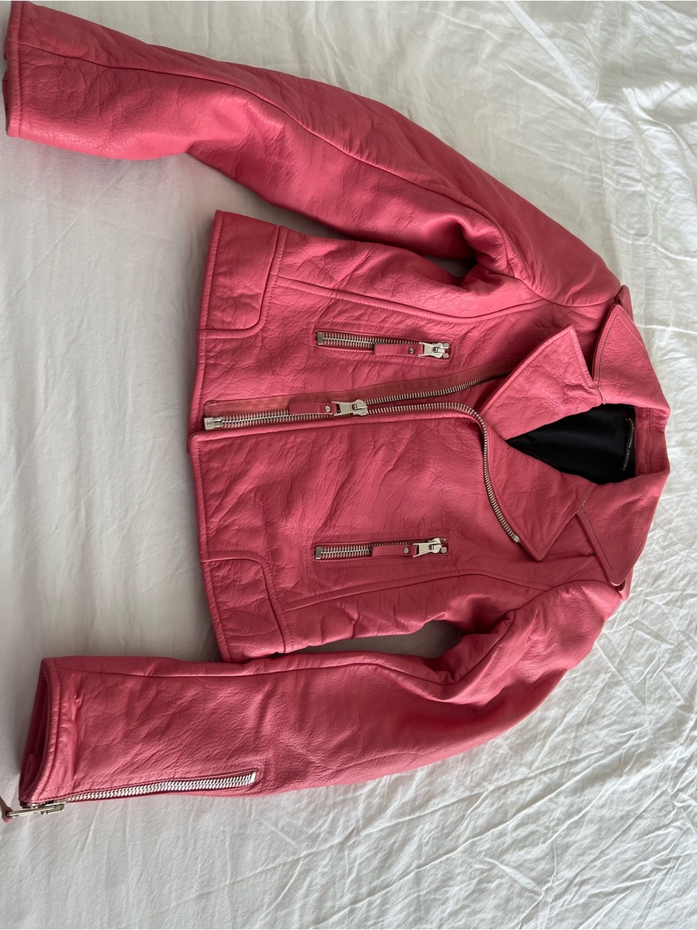 Authentic Balenciaga Black Lined Jacket with Pink Interior Accent